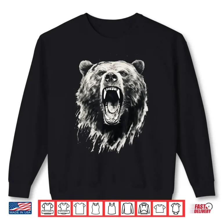 Sweatshirt Bear Vintage Angry Grizzly Bear Hiking Camping Camper Shirt