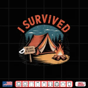 Design 100 Days Of School Barely Survived Funny Kids Teacher Men Shirt