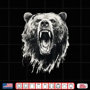 Design Bear Vintage Angry Grizzly Bear Hiking Camping Camper Shirt