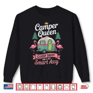 Sweatshirt Camper Queen Classy Sassy Smart Funny Women Girls Camping Shirt