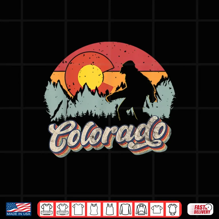 Design Colorado Mountain Hiking Bigfoot Camping Retro 80S Sasquatch Shirt