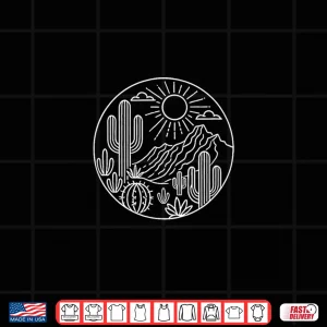 Design Sunrise Mountain Nature Cute Hiking Outdoors Desert Cactus Shirt