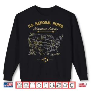 Sweatshirt 62 National Parks Map Gifts Us Park Vintage Camping Hiking Shirt