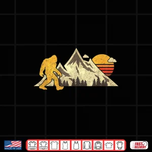 Design Bigfoot Vintage Shirt Mountain Sun Sasquatch Camping Camper Shirt