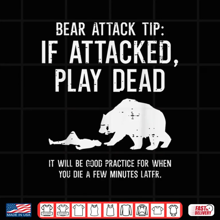 Design Camping Bear Attack Tip Funny Hiking Camper Men Women Kids Shirt