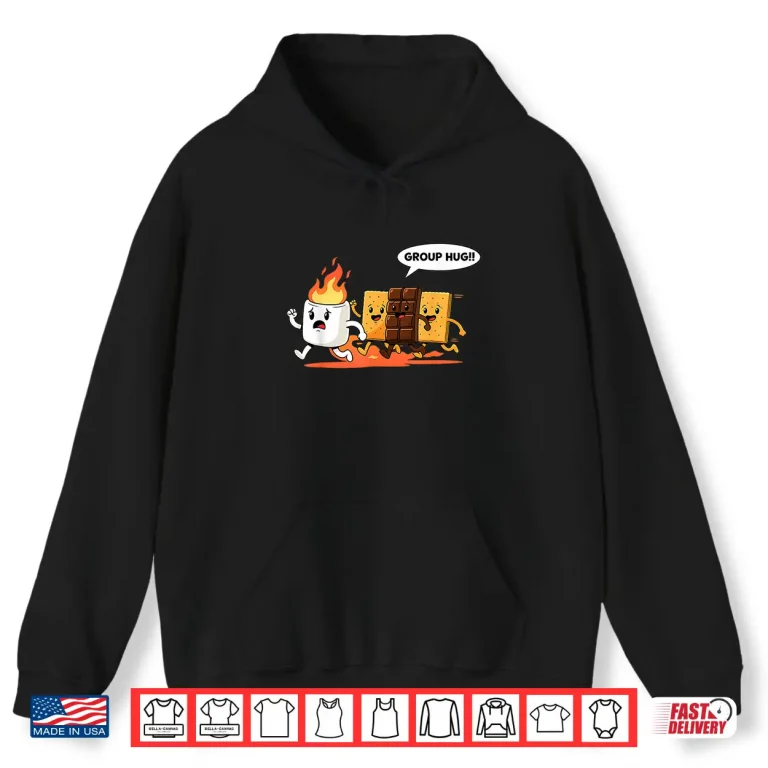 Hoodie Group Hug Marshmallow Smores Funny Camping Outdoor Shirt