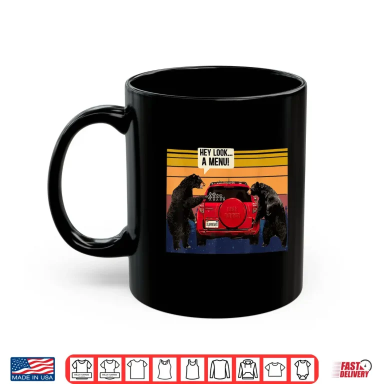 Mug Hey Look A Menu Camping Camper Retro Vintage Funny Bear Shirt