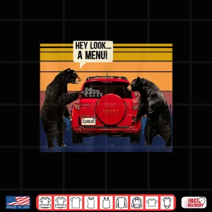 Design Hey Look A Menu Camping Camper Retro Vintage Funny Bear Shirt