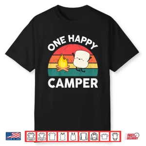 Kids One Happy Camper Baby Toddler Girl Cute Marshmallow Camping Shirt