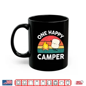 Mug Kids One Happy Camper Baby Toddler Girl Cute Marshmallow Camping Shirt