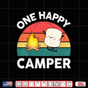 Design Kids One Happy Camper Baby Toddler Girl Cute Marshmallow Camping Shirt