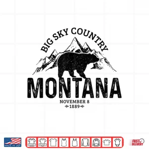 Design Montana Vintage Grizzly Bear Camping Hiking Souvenir Gift Shirt