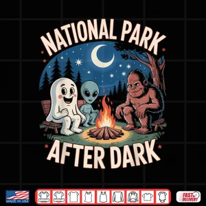 Design National Park After Dark Camping Alien Bigfoot Ghost Shirt