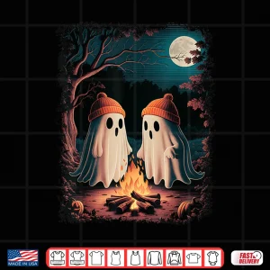Design Vintage Ghost Camping Campfire Gothic Halloween Men Women Shirt