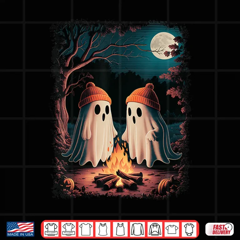 Design Vintage Ghost Camping Campfire Gothic Halloween Men Women Shirt