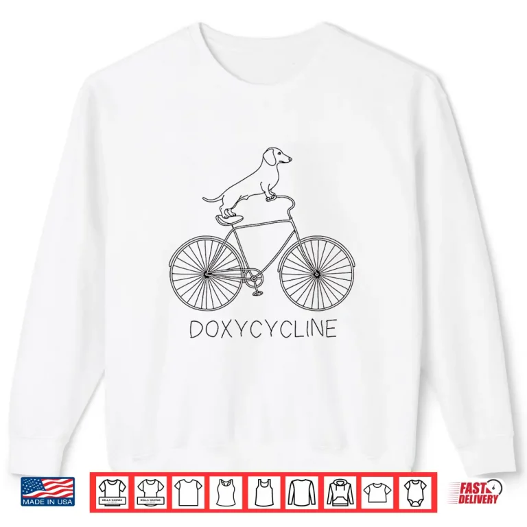 Sweatshirt Doxycycline Pharmacy Pun Dachshund On Bicycle Veterinary Shirt