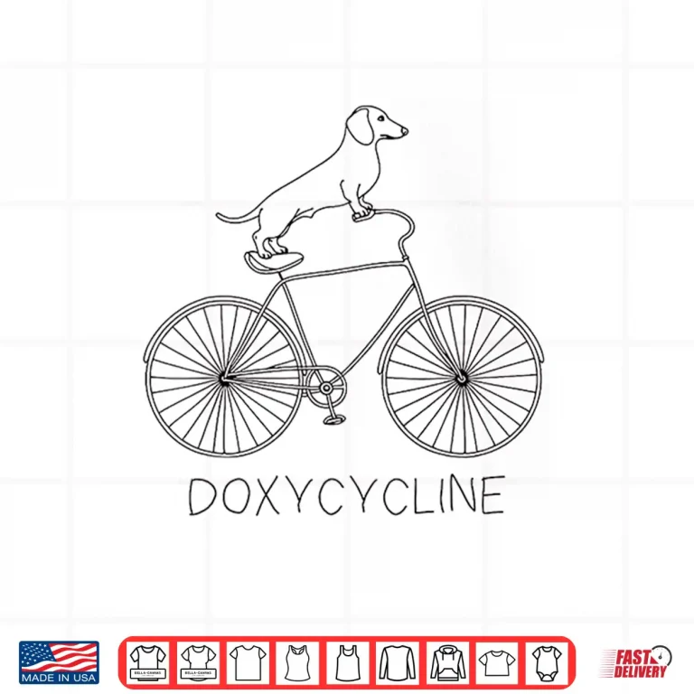 Design Doxycycline Pharmacy Pun Dachshund On Bicycle Veterinary Shirt