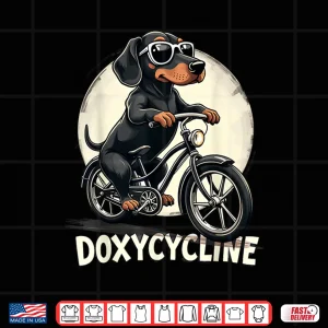 Design Doxycycline Pharmacy Funny Dachshund On Bicycle Pharmacist Shirt