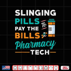 Design Slinging Pills Pharmacy Tech Vintage Technician Pharmacist Shirt