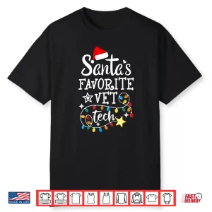 Merry Christmas Veterinary Techs Santa’S Favorite Vet Tech Shirt
