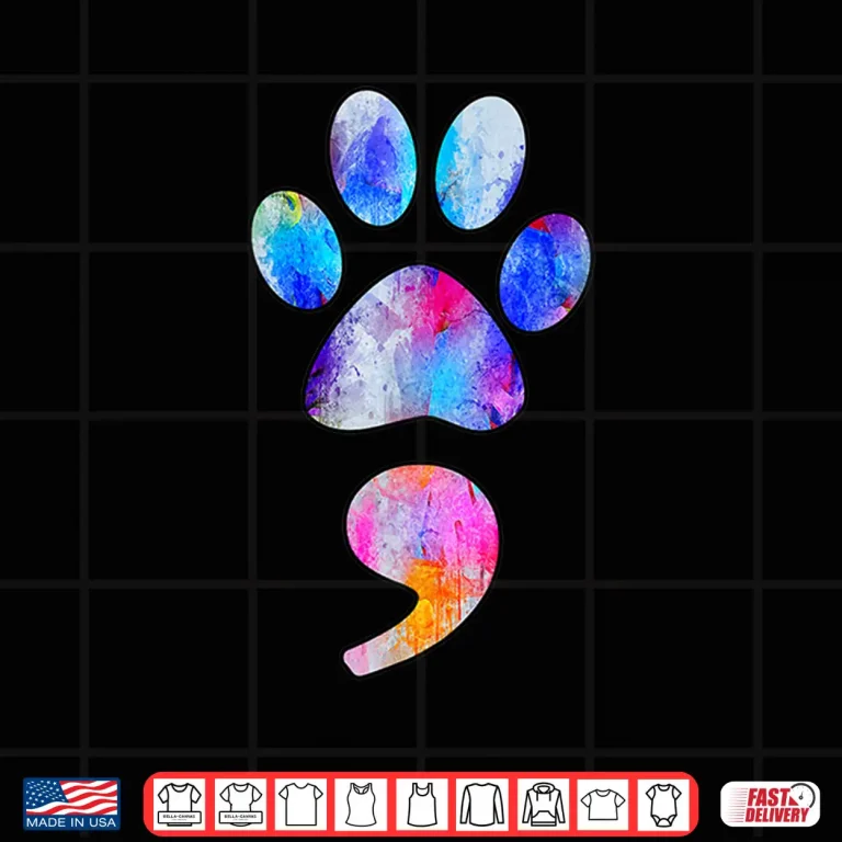 Design Pet Dog Or Cat Paw Print Semicolon Veterinary Technician Shirt