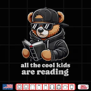 Design Cool Kids Are Reading Hip Hop Teddy Bear Reading Teacher Shirt
