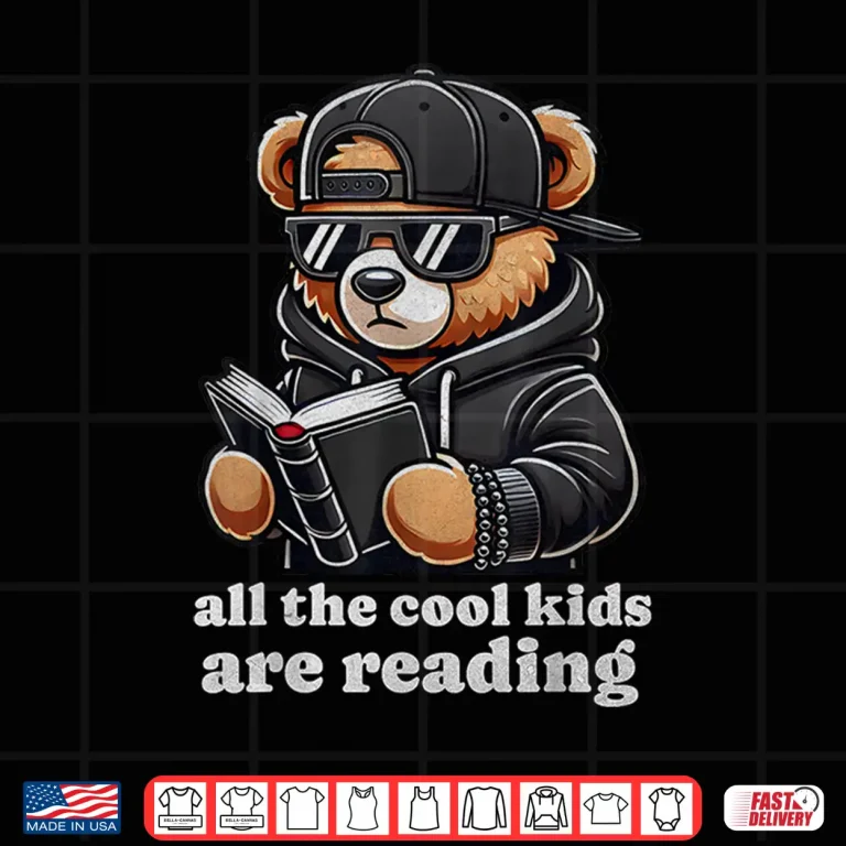 Design Cool Kids Are Reading Hip Hop Teddy Bear Reading Teacher Shirt
