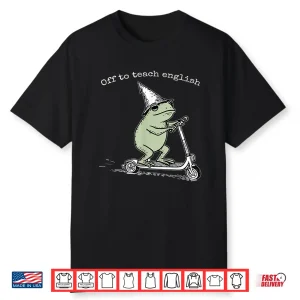 Off To Teach English Scooter Frog Esl Teacher Literature Shirt