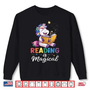 Sweatshirt Unicorn Reading Is Magical Book Teacher Shirt