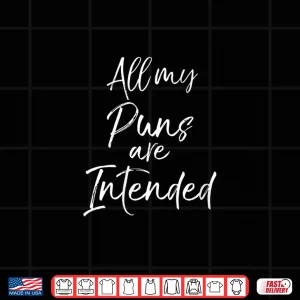 Design Womens Funny Literature Teacher Quote Cute All My Puns Are Intended V Neck Shirt