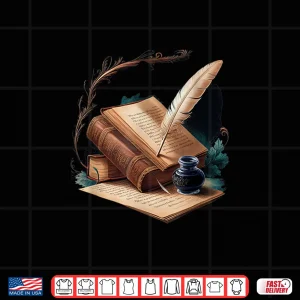 Design Feather Quill Ink Vintage Book Literature Teacher Shirt