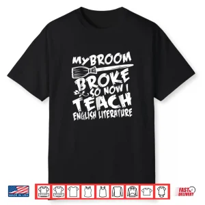Halloween Witch Broom Teacher English Literature T Shirt