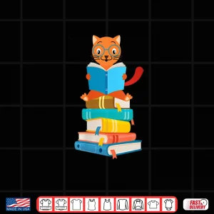 Design Womens Kawaii Cat Owner Books Reading Literature Teacher Bookworm V Neck Shirt