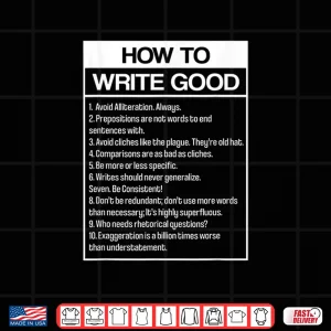 Design How To Write Good English Teacher Funny Literature Professor Shirt