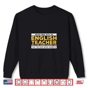 Sweatshirt Womens Funny Teaching Literature Grammar Quote For English Teacher V Neck Shirt