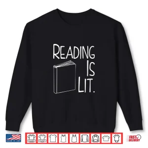 Sweatshirt Womens Reading Is Lit Ela English Literature Teacher Gift V Neck Shirt