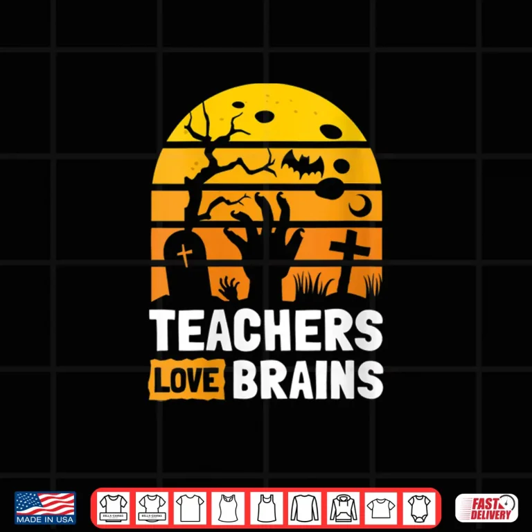 Design Womens Halloween Science Math English History Teachers Love Brains V Neck Shirt