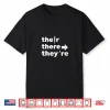 Womens There Their They’Re English Grammar Teacher Funny White Text V Neck Shirt