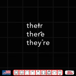 Design Womens Their There TheyRe Grammar Police Pun For English Teachers V Neck Shirt