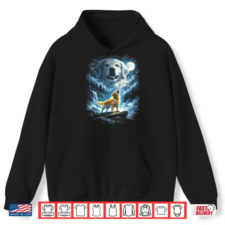 Hoodie Golden Retriever Howling At Moon Shirt