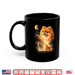 Mug Pomeranian Howling To The Moon Vintage Mystical Dog Art Shirt