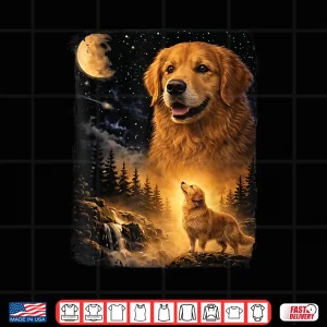 Design Vintage 90S Golden Retriever Howling At The Moon Dog Lover Shirt