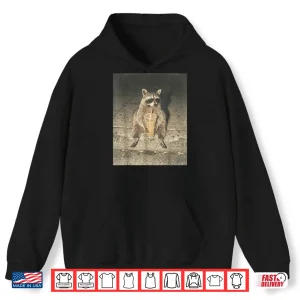 Hoodie Funny Raccoon Drinking Iced Coffee Unhinged Meme Graphic Shirt