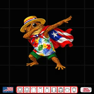 Design Funny Coqui Frog Puerto Rico Flag Puerto Rican Taino Boricua Shirt