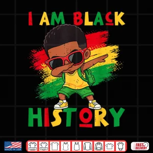 Design I Am Black History Month Black Melanin Boy Kids Toddlers Shirt