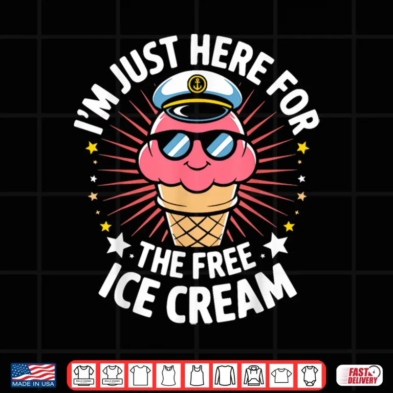 Design Just Here For Free Ice Cream Funny Cruise Travel Matching Shirt