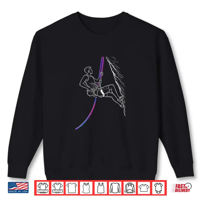 Sweatshirt Mens Male Climber On Bi Flag Colored Rope Shirt