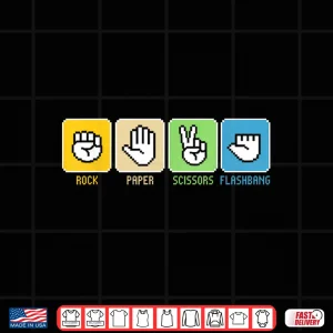 Design Rock Paper Scissors Flashbang Gamer Vintage Meme Shirt