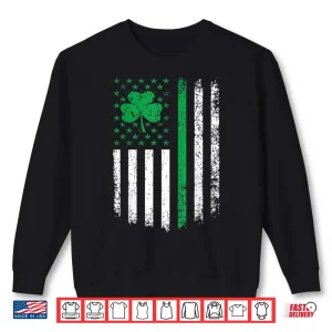Sweatshirt Us American Flag With Shamrocks For St Patricks Day Shirt