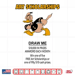 Design Art Scholarships Draw Me Vintage Cartoon Duck Shirt